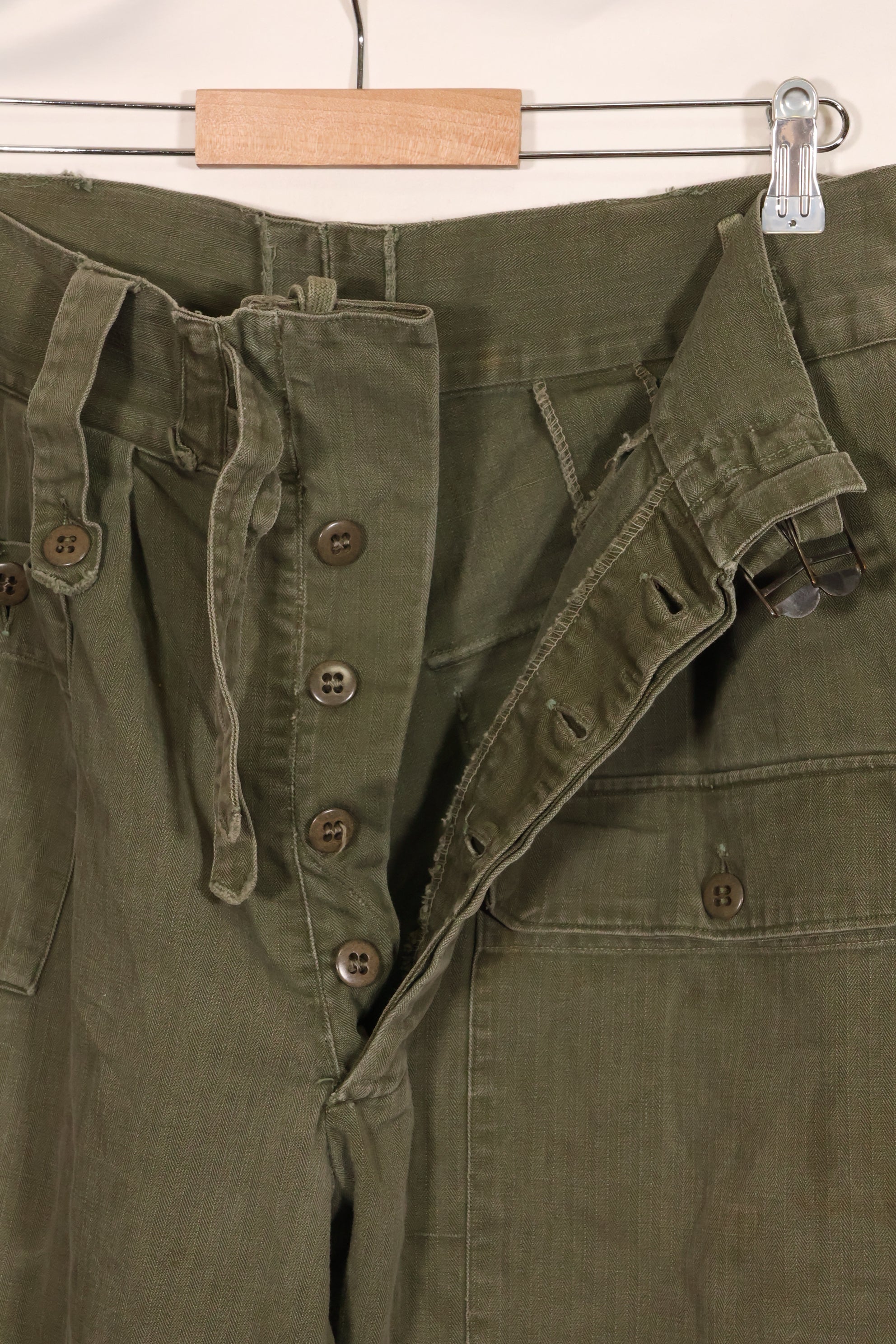 実物　1940年代　WWII アメリカ製　イギリス軍　HBT　ジャングルトラウザーズ　中古品