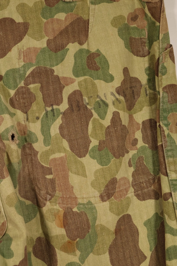 実物　WWII アメリカ海兵隊　P42　HBT　フロッグスキン迷彩　退色あり　中古品