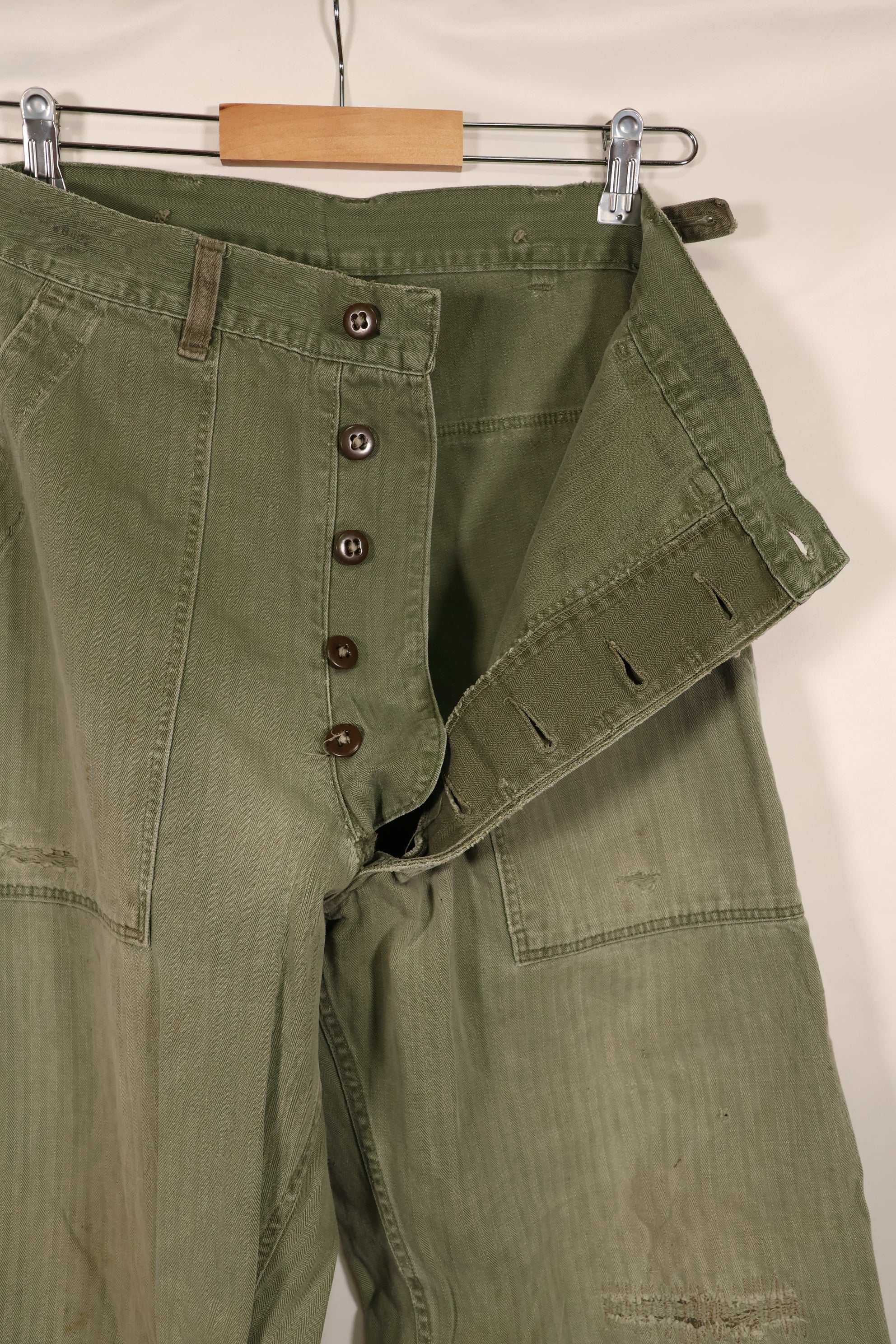 実物　WWII 1940年代　アメリカ海兵隊　USMC　P42　HBTパンツ　中古品