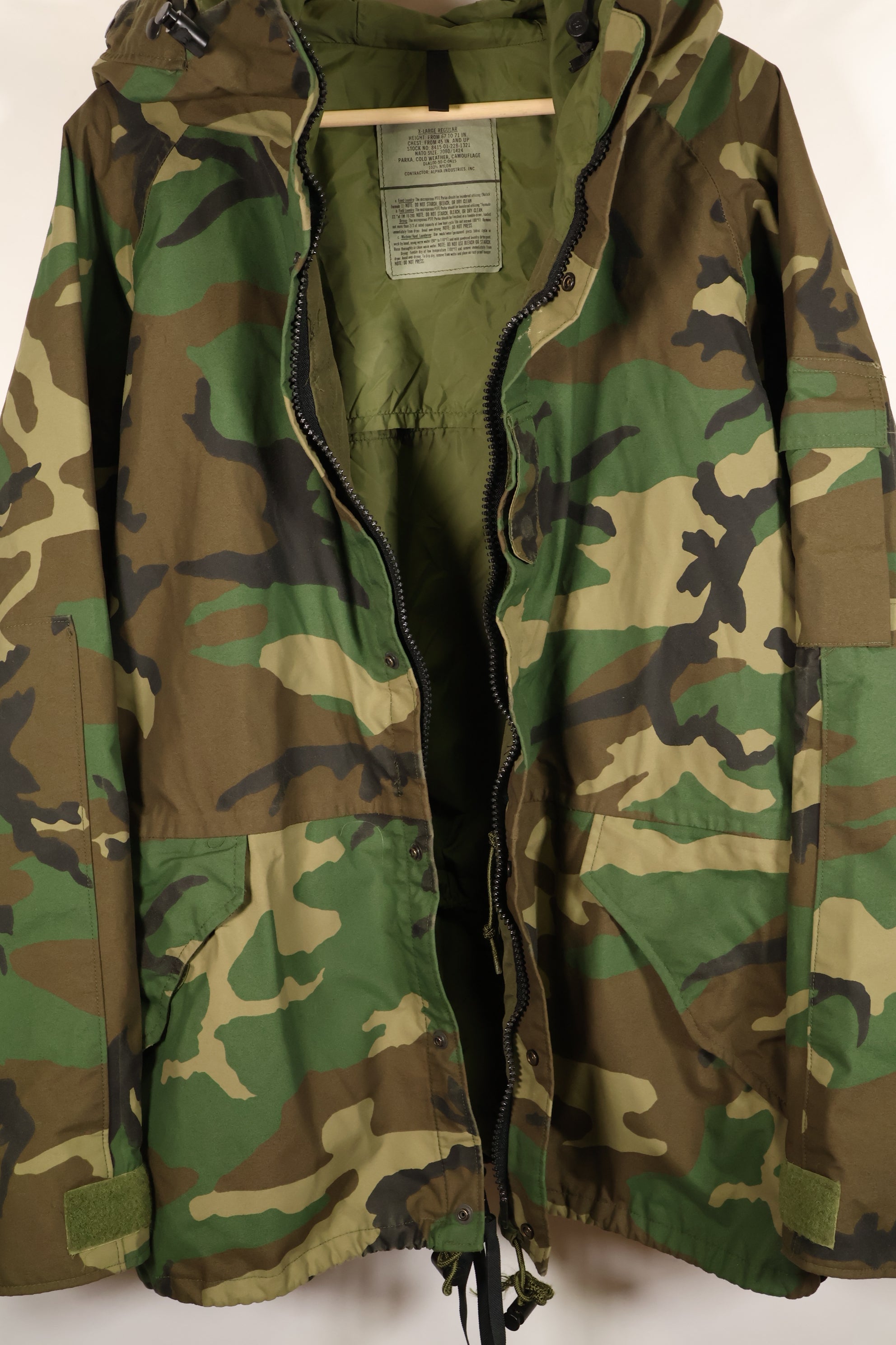 1990年契約 U.S. Army ECWCS 1st Generation ゴアテックスパーカー ウッドランド迷彩 X-Large Regular 中古品