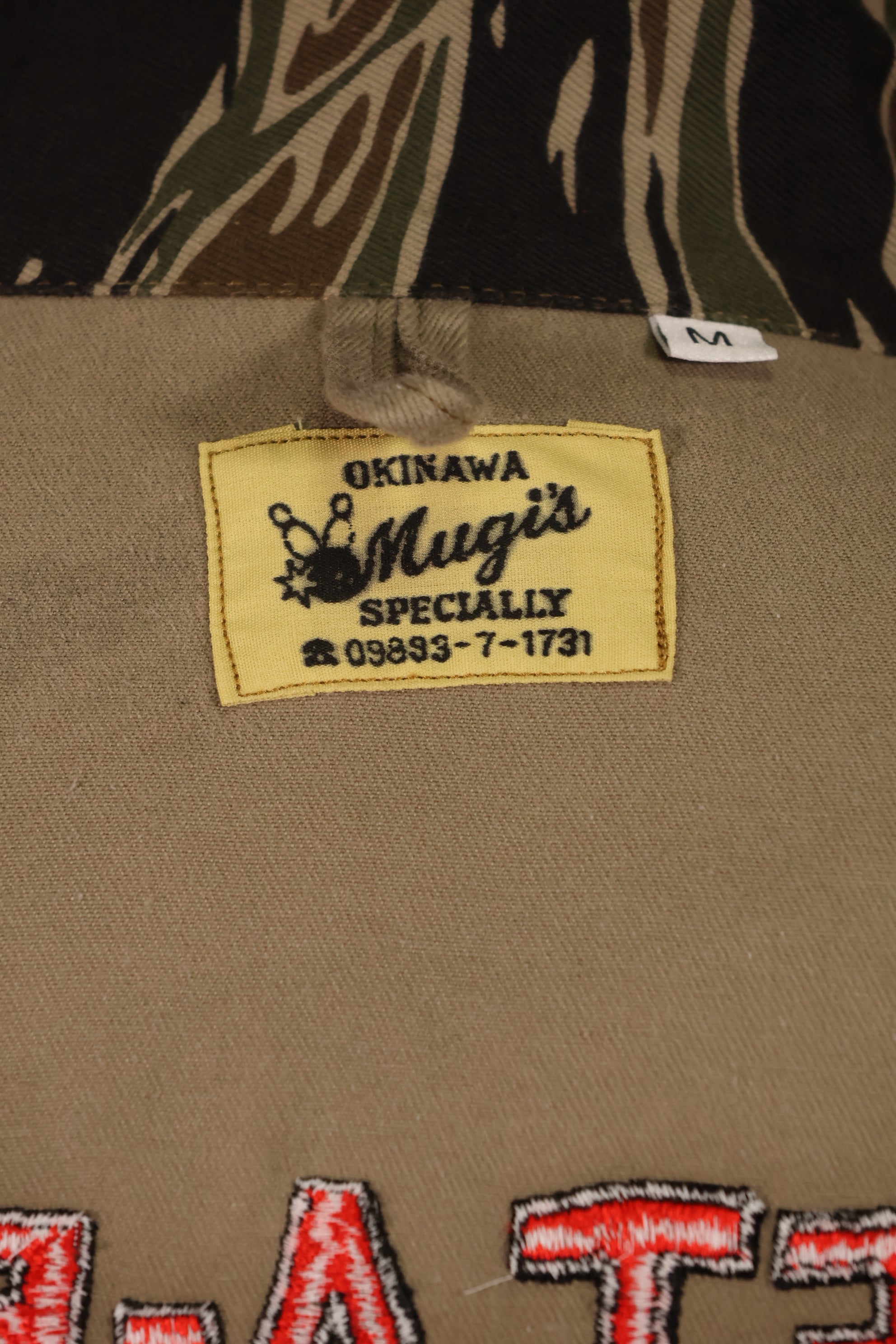 【限定生産品】レプリカ　沖縄 Mugi's 刺繍　MILITARIA 1911 シルバータイガー  USカットシャツ　ツアージャケット