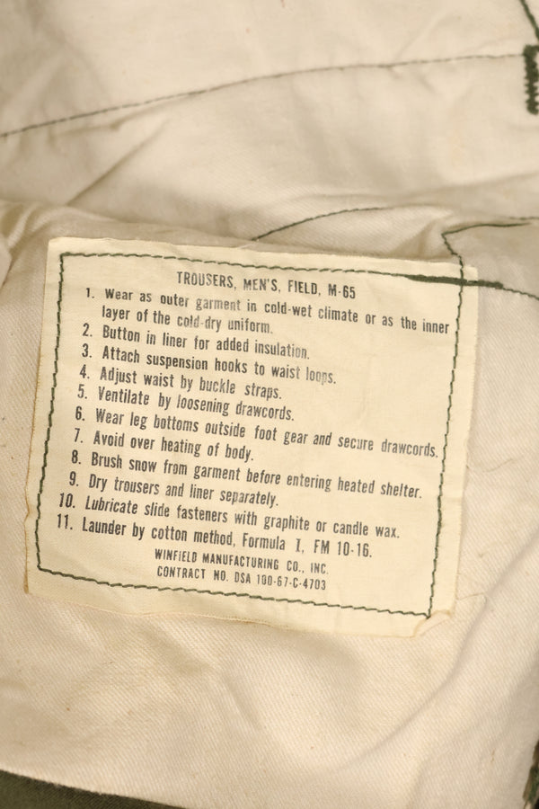 1967 Contract, M-R, Early Production, U.S. Military, M65 Field Pants, Cargo Pants, Hem Altered, Used