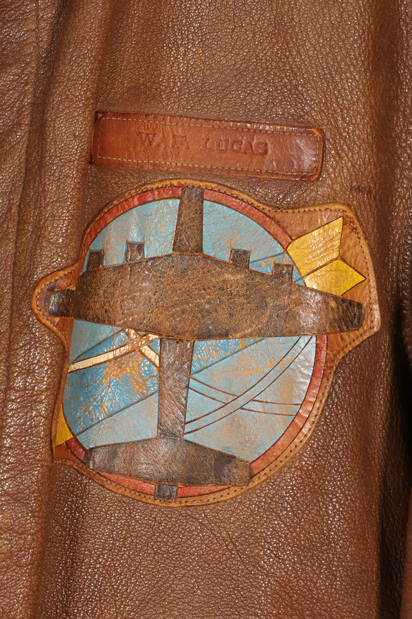 1940年代　サイズ 40　アメリカ陸軍航空隊 USAAF　A-2　フライトジャケット　スクアドロンパッチ付き　中古品