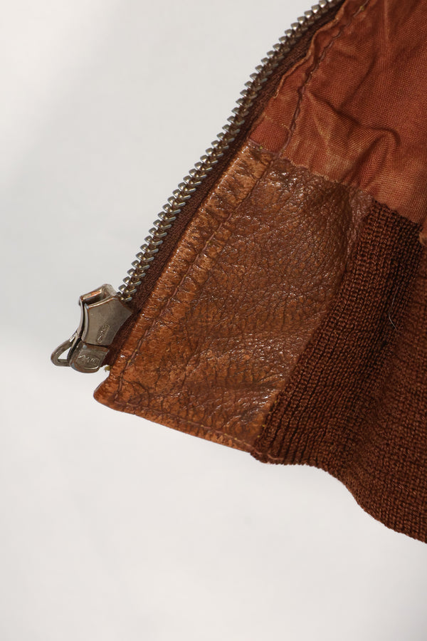 1940年代　サイズ 40　アメリカ陸軍航空隊 USAAF　A-2　フライトジャケット　スクアドロンパッチ付き　中古品