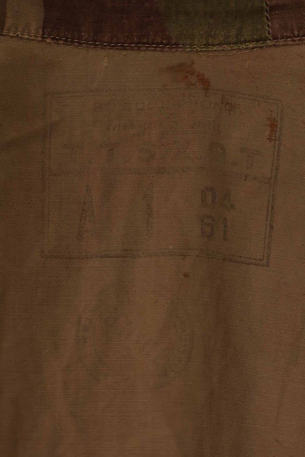 実物　1961年製　ARVN Windproof 迷彩　シャツ　薄手生地　ボタン欠損あり　レア品