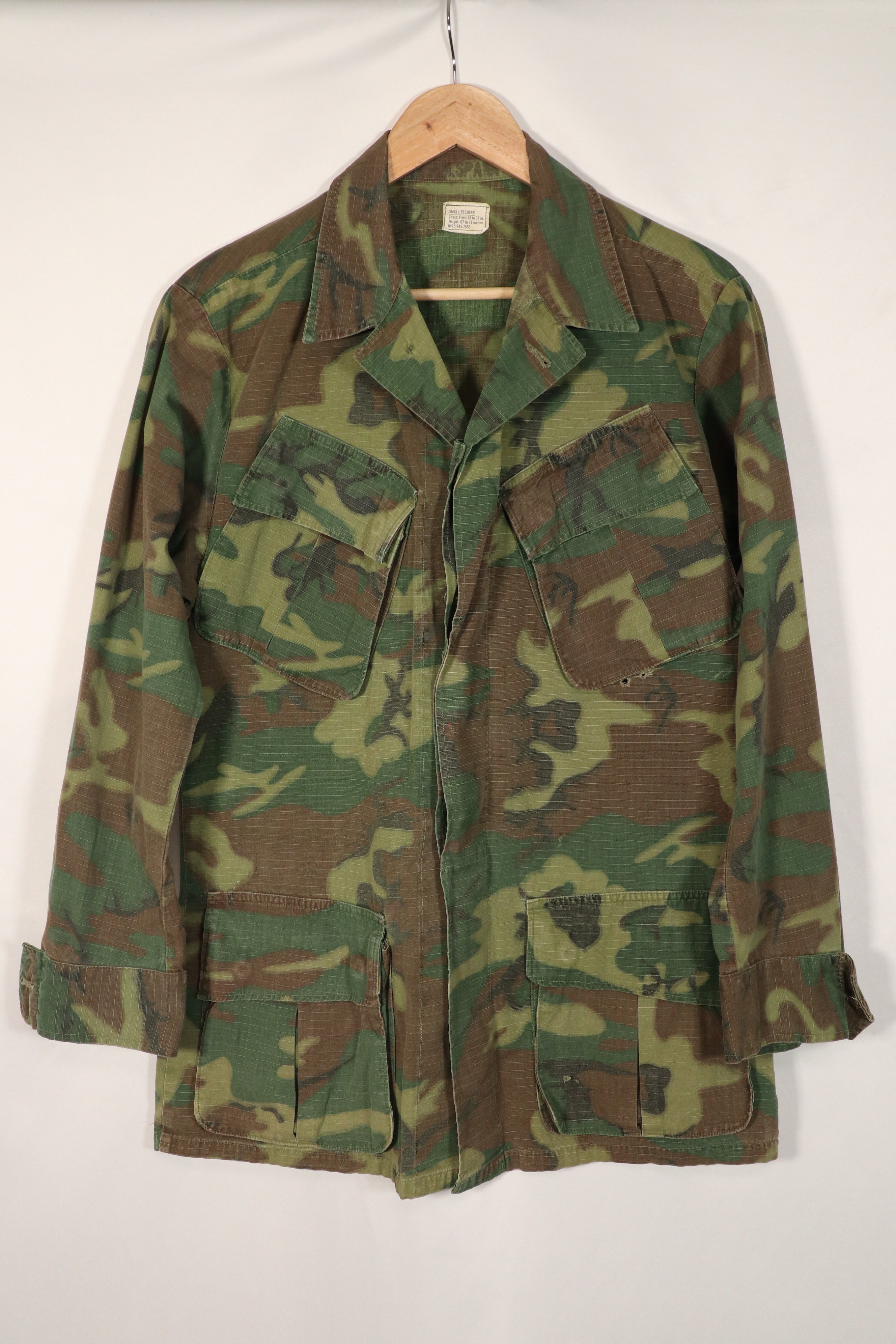 実物　1969年製　リップストップ　ERDL ジャングルファティーグ　ジャケット　中古品　S-R
