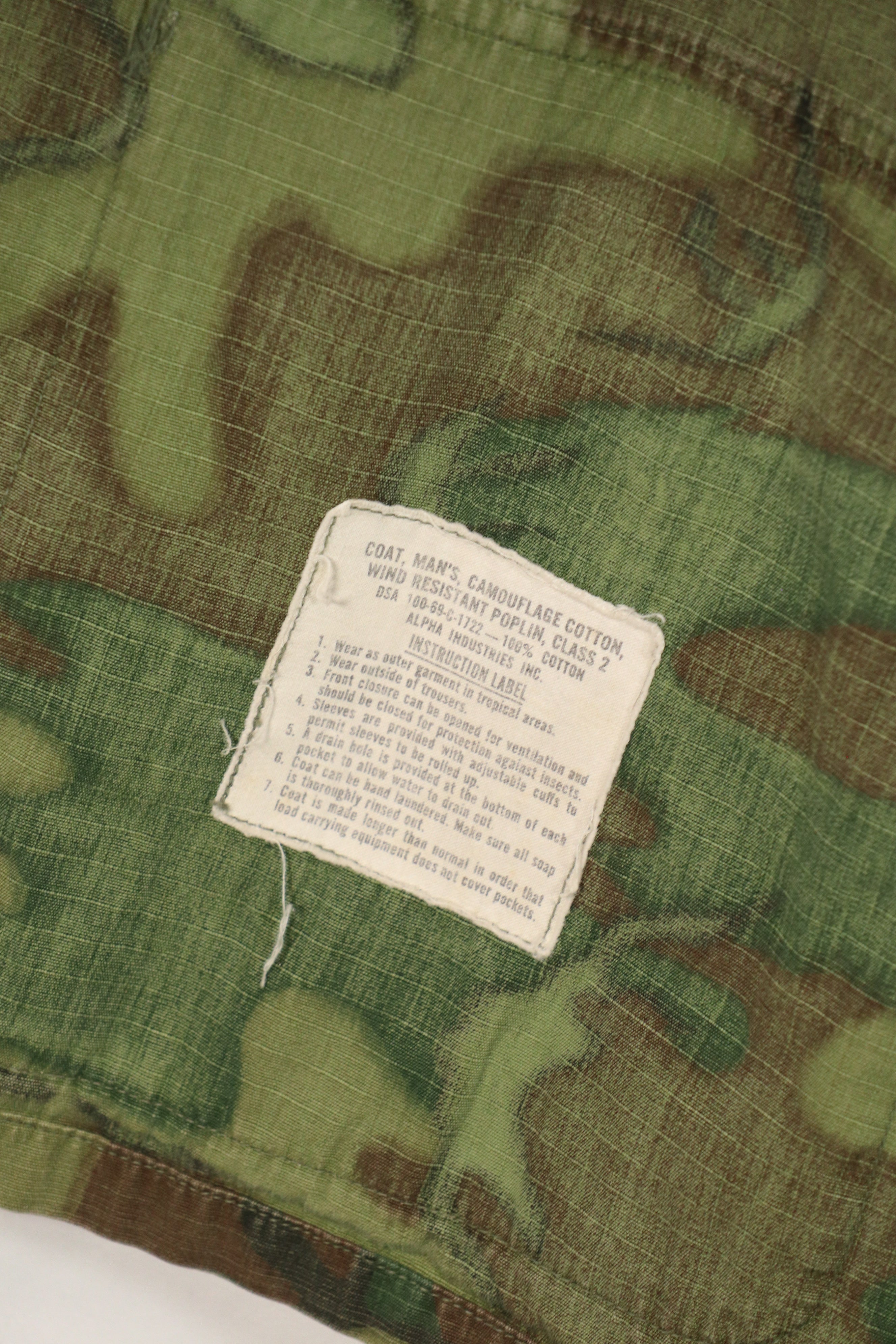実物　1969年製　リップストップ　ERDL ジャングルファティーグ　ジャケット　中古品　S-R
