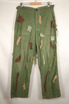 Early 1960s MEDIUM OG-107 Utility Pants, Type I Baker Pants, with camouflage, modified for sniper use