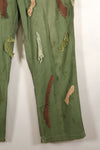 Early 1960s MEDIUM OG-107 Utility Pants, Type I Baker Pants, with camouflage, modified for sniper use