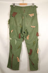 Early 1960s MEDIUM OG-107 Utility Pants, Type I Baker Pants, with camouflage, modified for sniper use