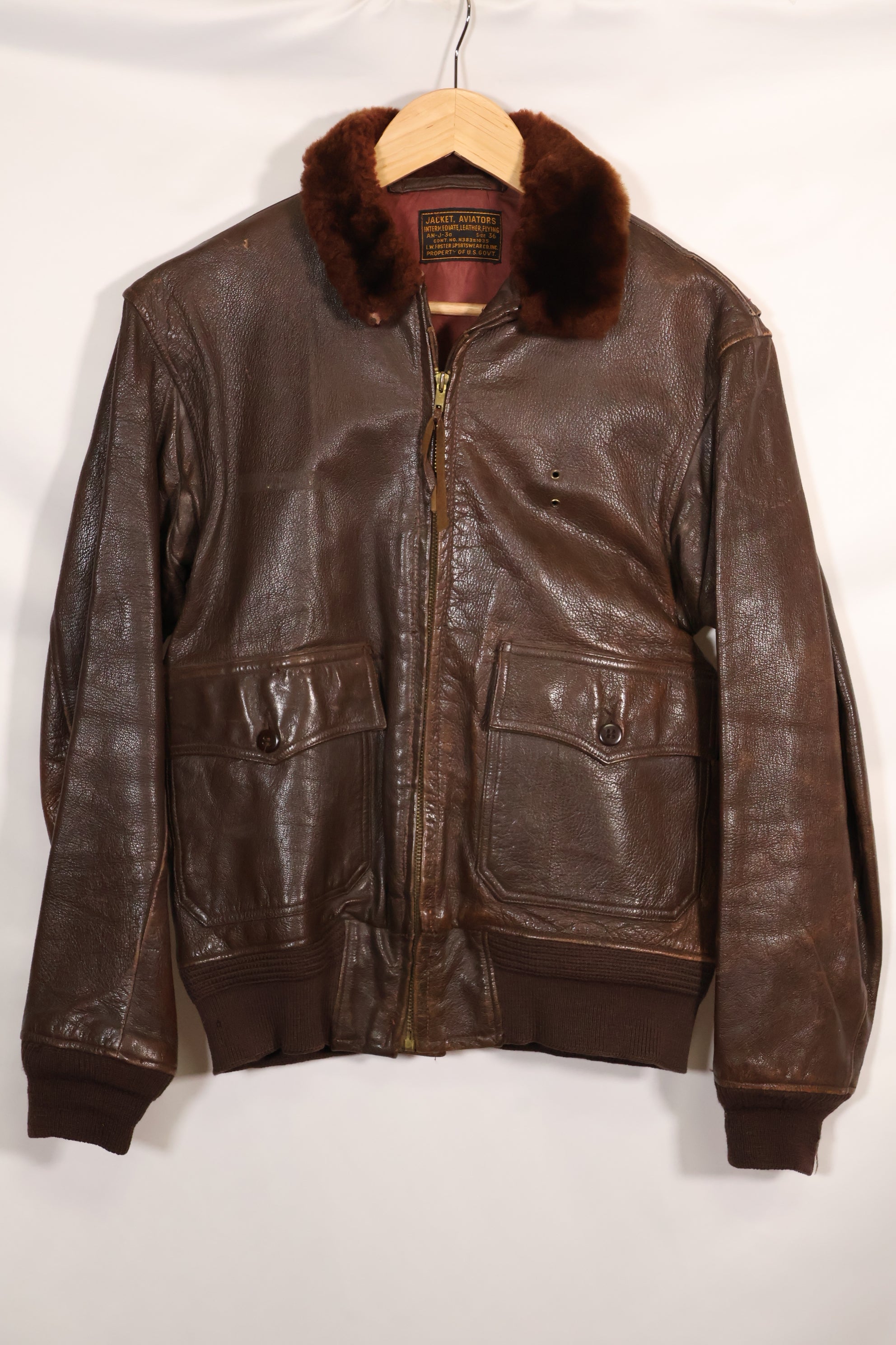 Circa 1943-45 US Navy AN-J-3a flight jacket, rare, good condition, used.