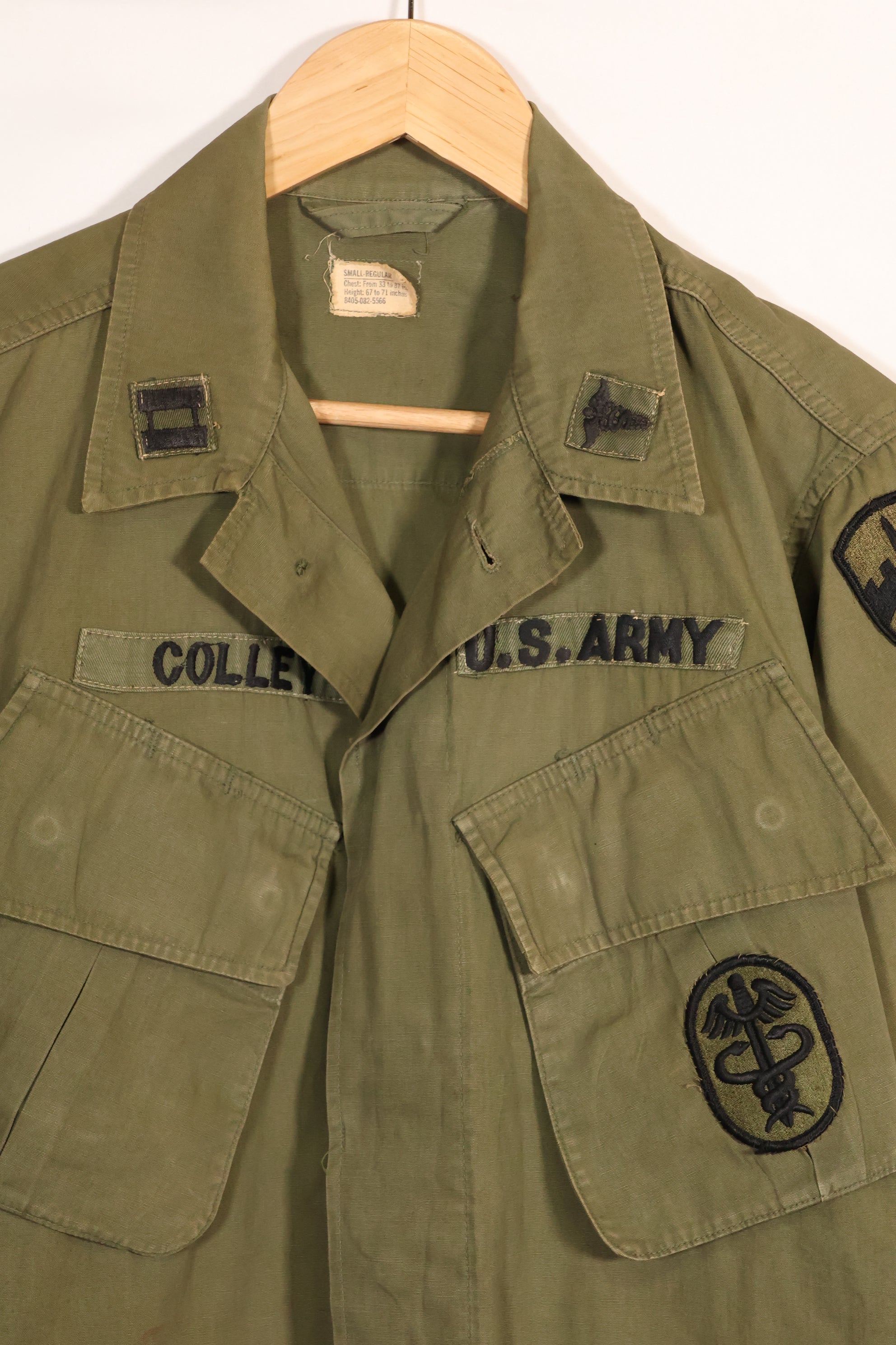 1966-67 S-R 3rd Model Jungle Fatigue Jacket MACV Medic with first patch used
