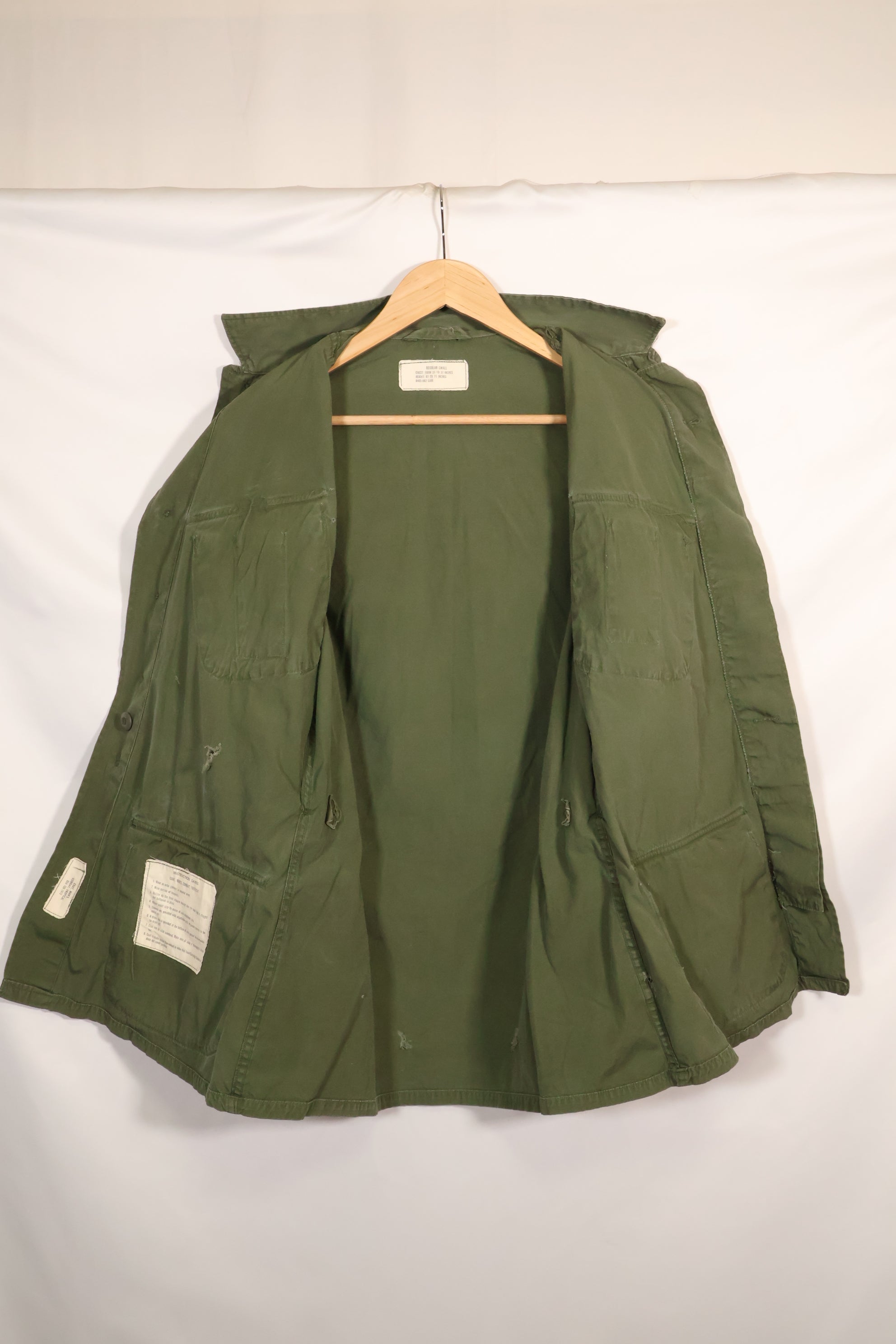 Estimated circa 1965 S-R 2nd Model Jungle Fatigue Jacket, used with holes.