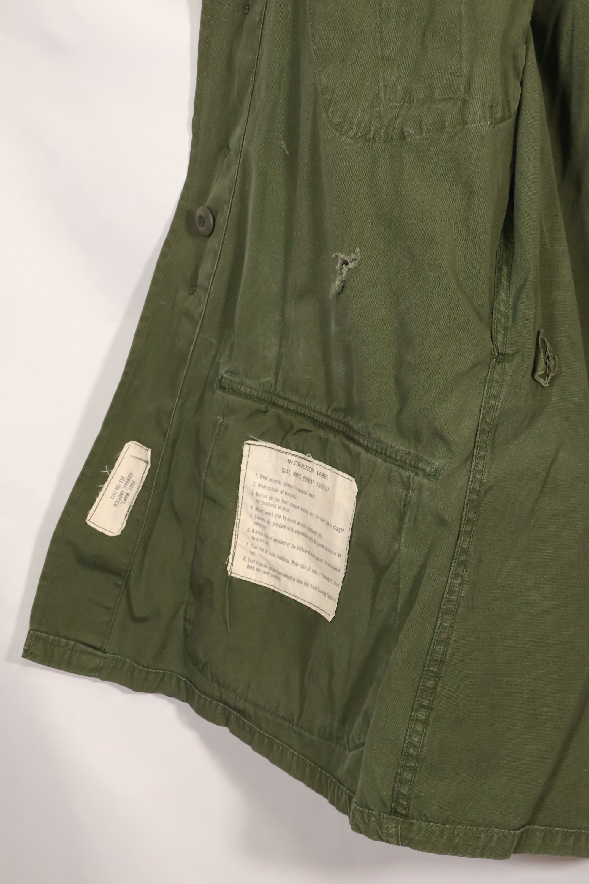 Estimated circa 1965 S-R 2nd Model Jungle Fatigue Jacket, used with holes.