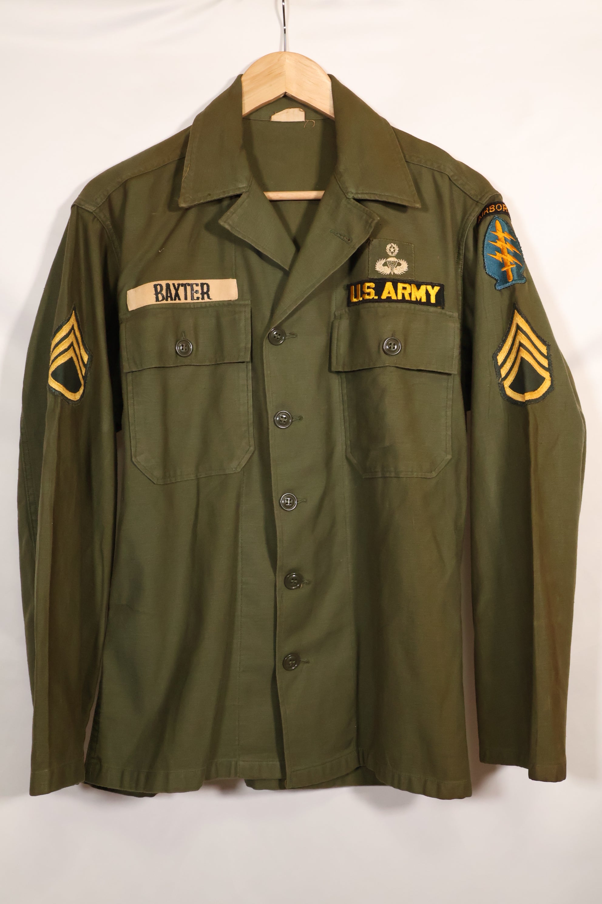 1962年契約　グリーンベレー　OG-107 ユーティリティシャツ　パッチ初付け品　中古品