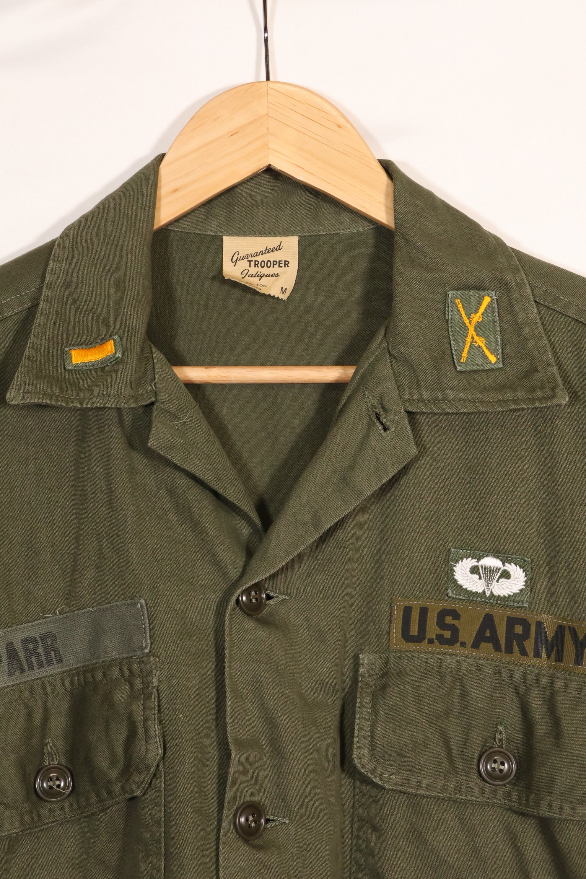 1960年代〜70年代　OG-107 ユーティリティシャツ　陸軍空挺兵士　パッチ初付け　中古品