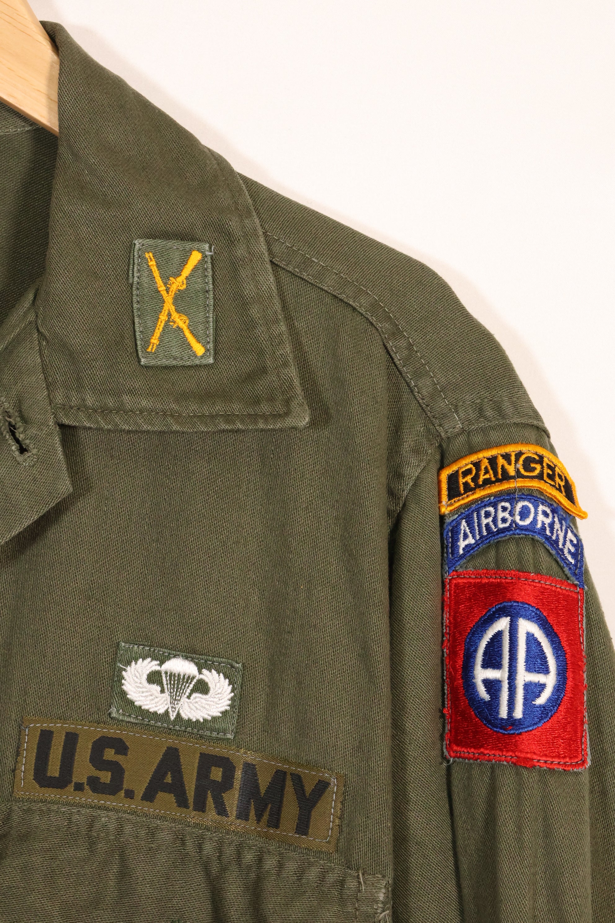 1960年代〜70年代　OG-107 ユーティリティシャツ　陸軍空挺兵士　パッチ初付け　中古品
