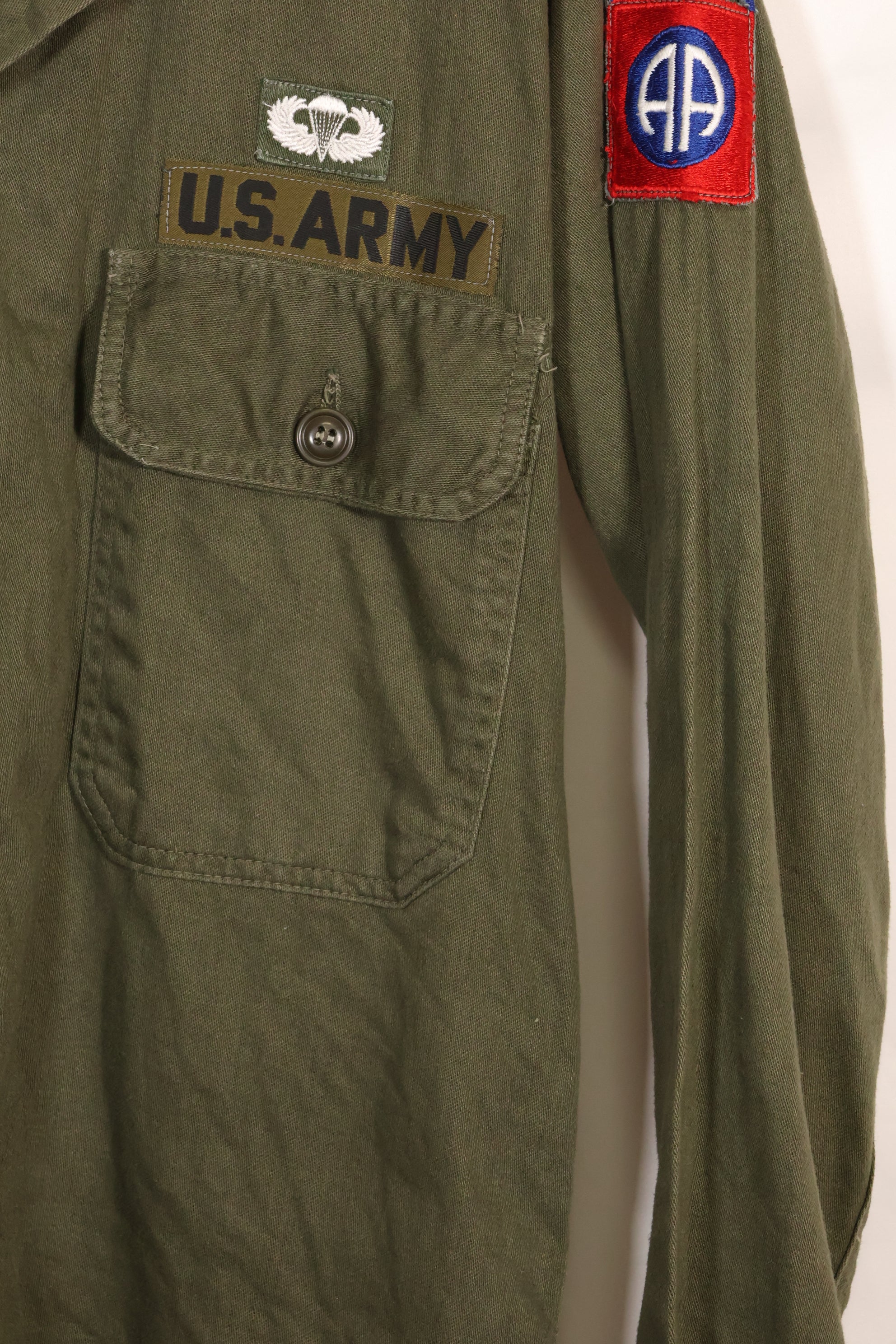 1960年代〜70年代　OG-107 ユーティリティシャツ　陸軍空挺兵士　パッチ初付け　中古品