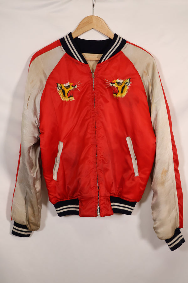 1970年代　日本製　Japan Jacket　中古品　スカジャン　赤白　当時の再現品　修繕あり