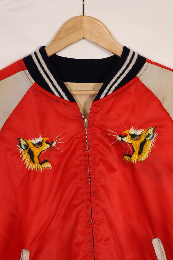 1970年代　日本製　Japan Jacket　中古品　スカジャン　赤白　当時の再現品　修繕あり