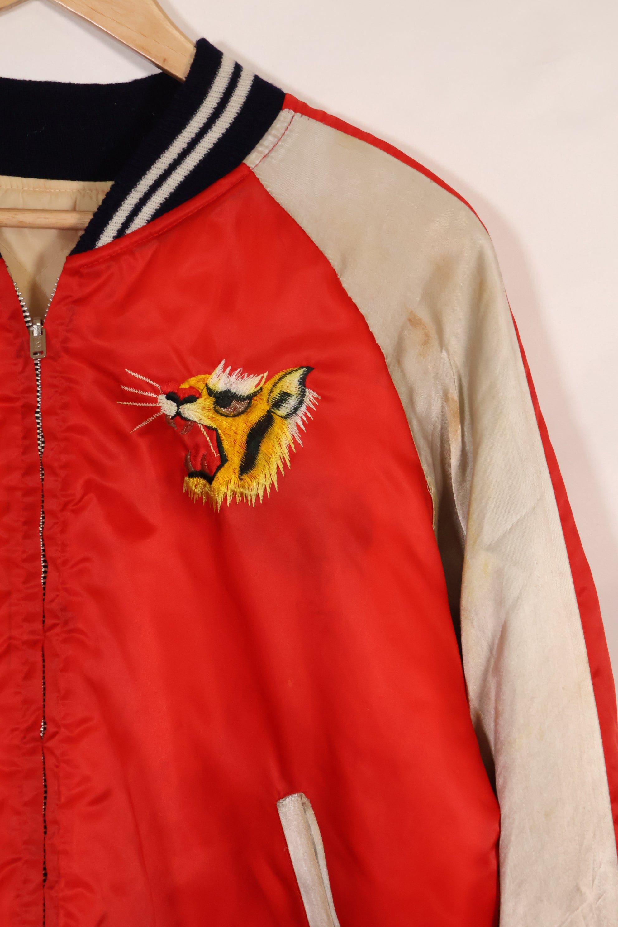 1970年代　日本製　Japan Jacket　中古品　スカジャン　赤白　当時の再現品　修繕あり