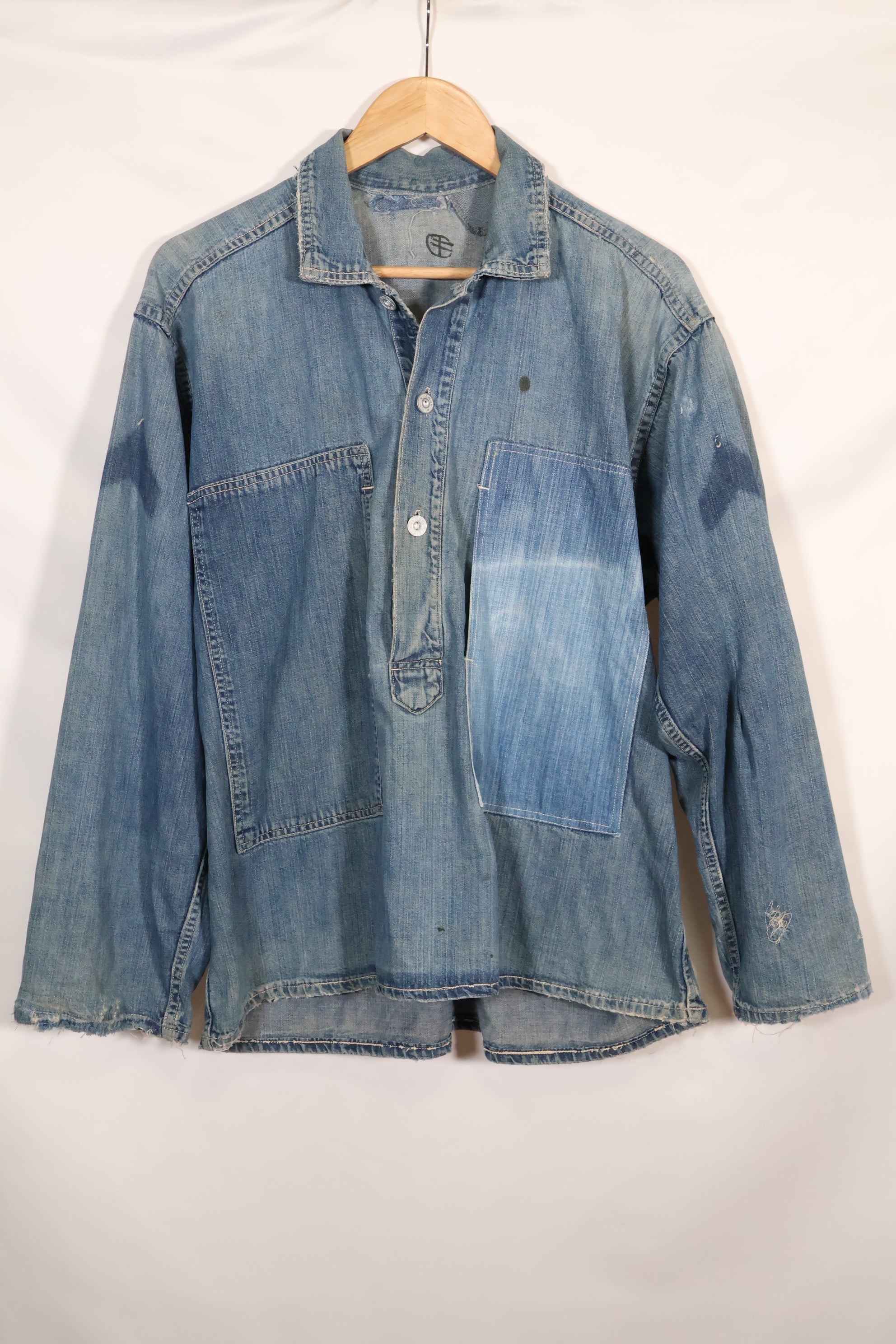 1930年代　アメリカ陸軍　デニム　プルオーバーシャツ　3ボタン　中古品