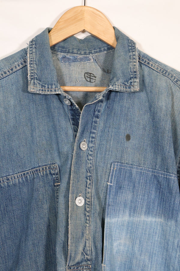 1930年代　アメリカ陸軍　デニム　プルオーバーシャツ　3ボタン　中古品