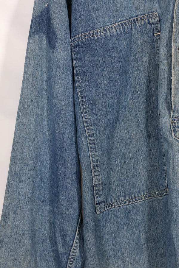 1930年代　アメリカ陸軍　デニム　プルオーバーシャツ　3ボタン　中古品