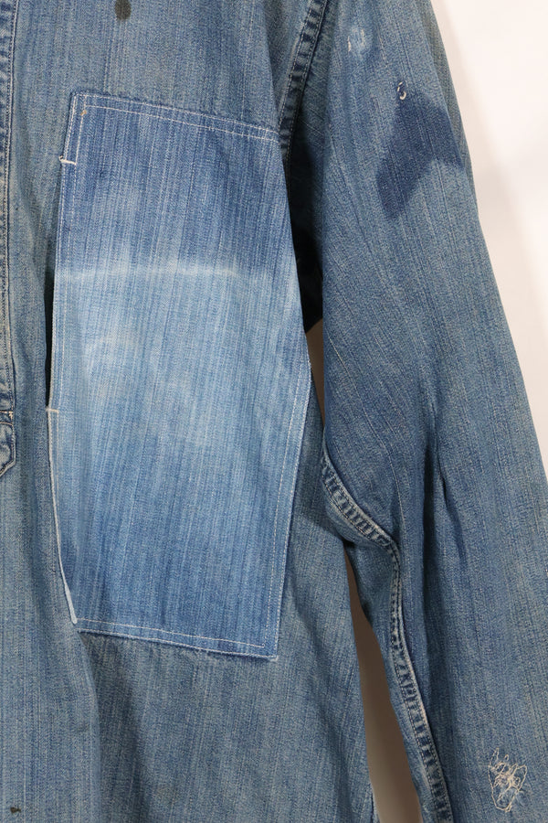 1930年代　アメリカ陸軍　デニム　プルオーバーシャツ　3ボタン　中古品