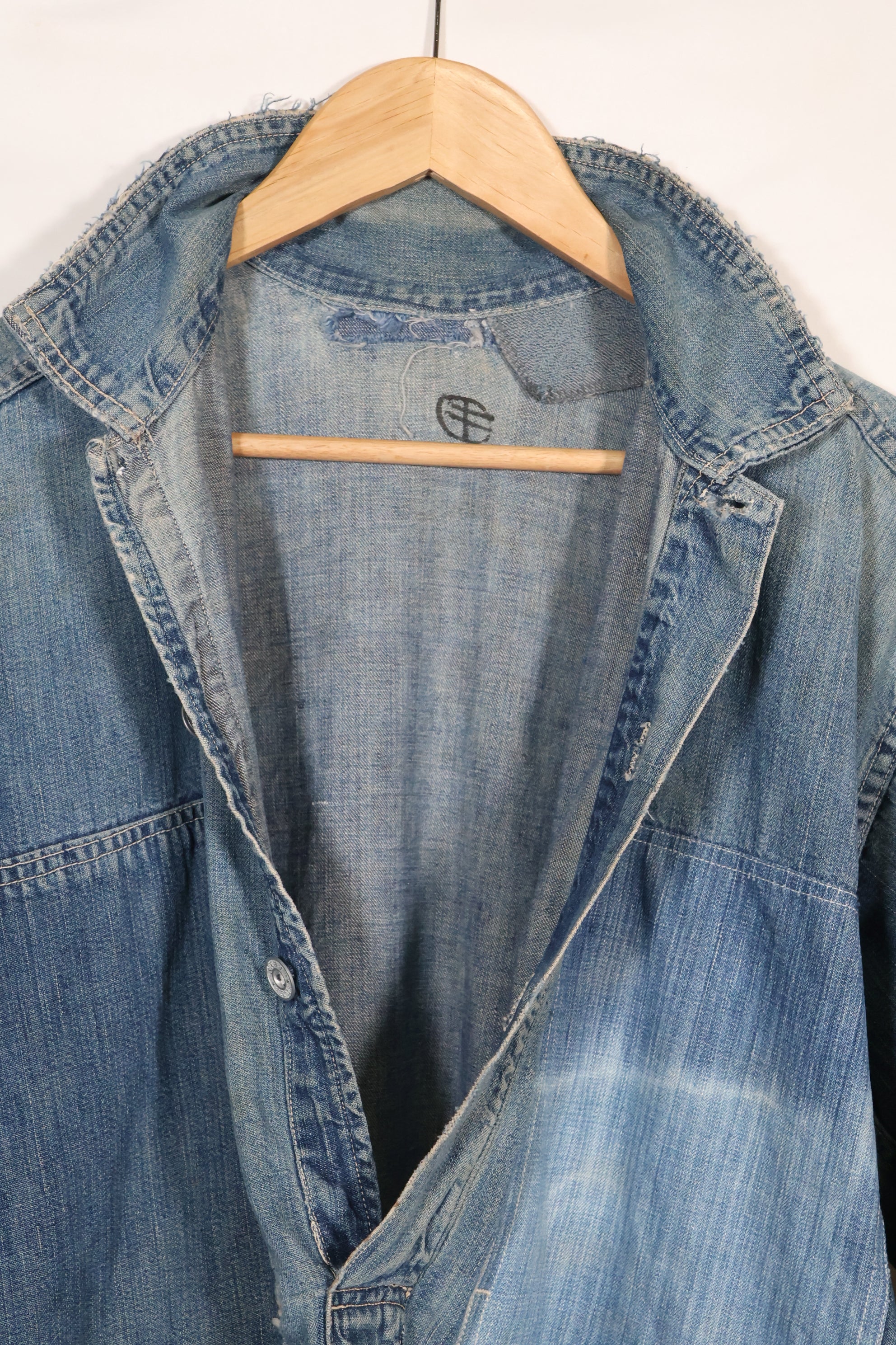 1930年代　アメリカ陸軍　デニム　プルオーバーシャツ　3ボタン　中古品