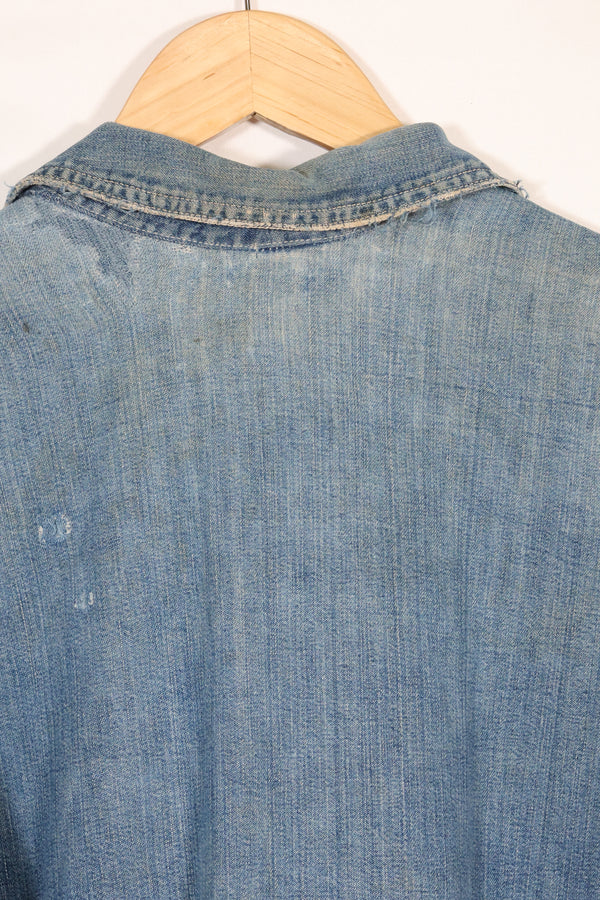 1930年代　アメリカ陸軍　デニム　プルオーバーシャツ　3ボタン　中古品