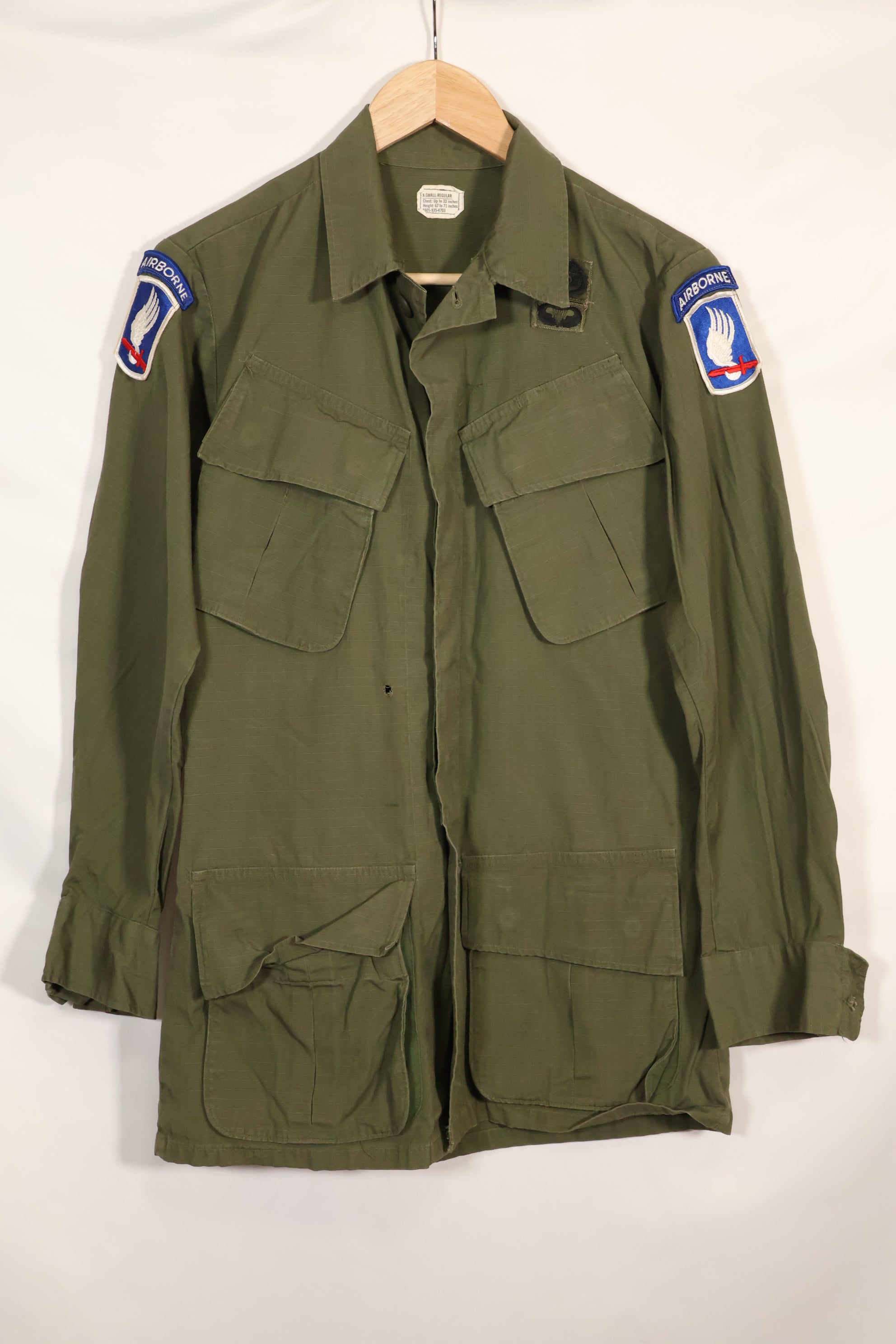 1969年契約　X-S-R 4th Model ジャングルファティーグ ジャケット　173空挺旅団　パッチあり　中古品