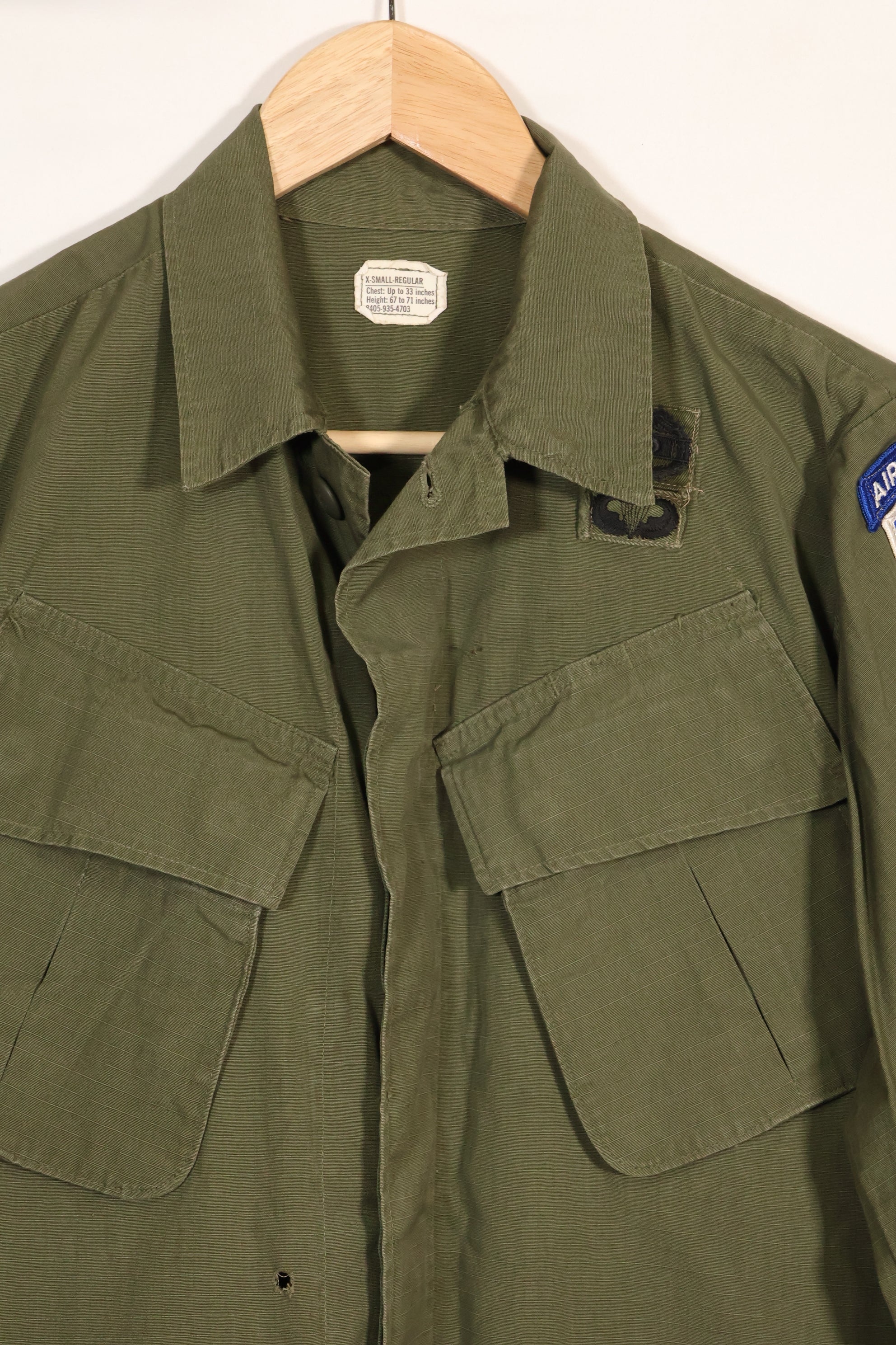 1969年契約　X-S-R 4th Model ジャングルファティーグ ジャケット　173空挺旅団　パッチあり　中古品