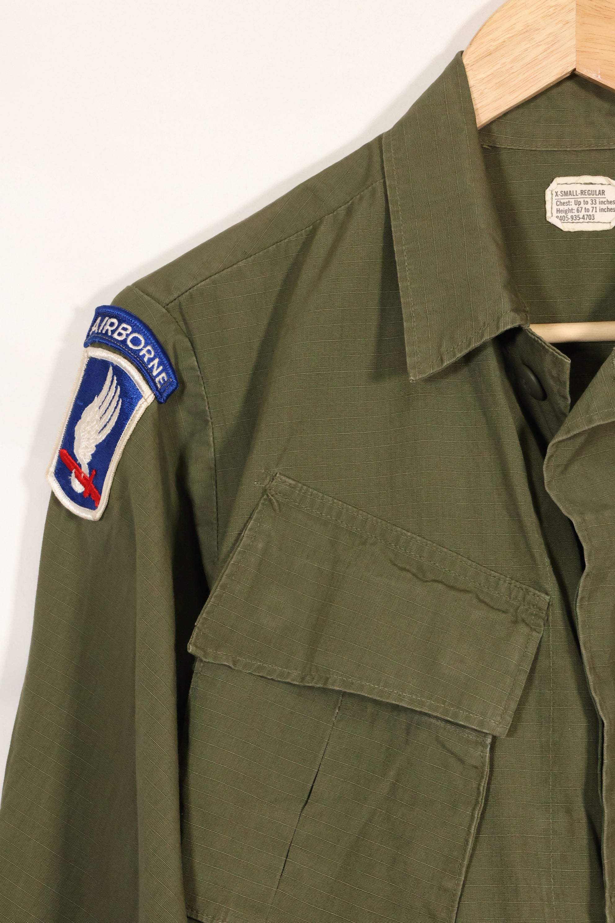 1969年契約　X-S-R 4th Model ジャングルファティーグ ジャケット　173空挺旅団　パッチあり　中古品