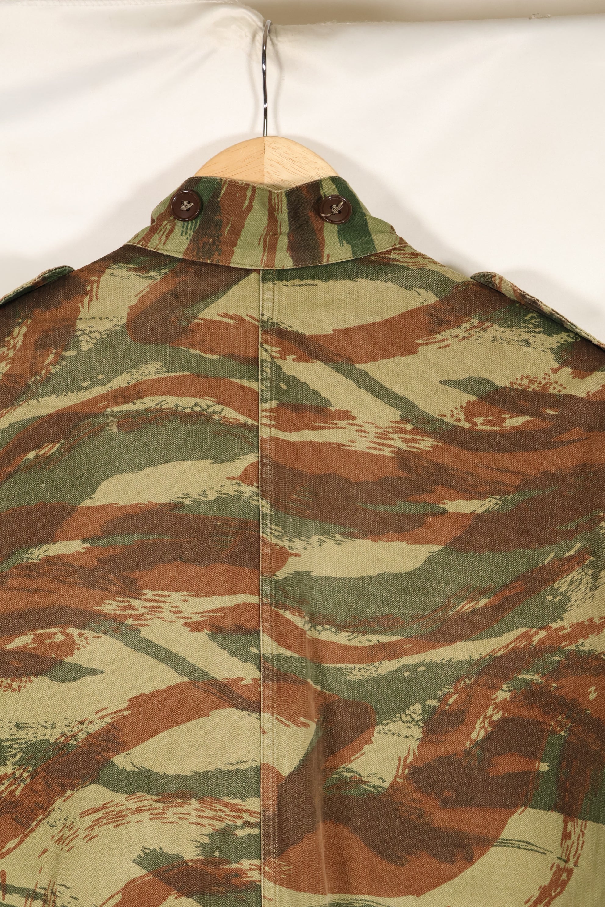 1950s French Army Airborne TAP 47/56 Pattern Lizard Camouflage Jacket, used.