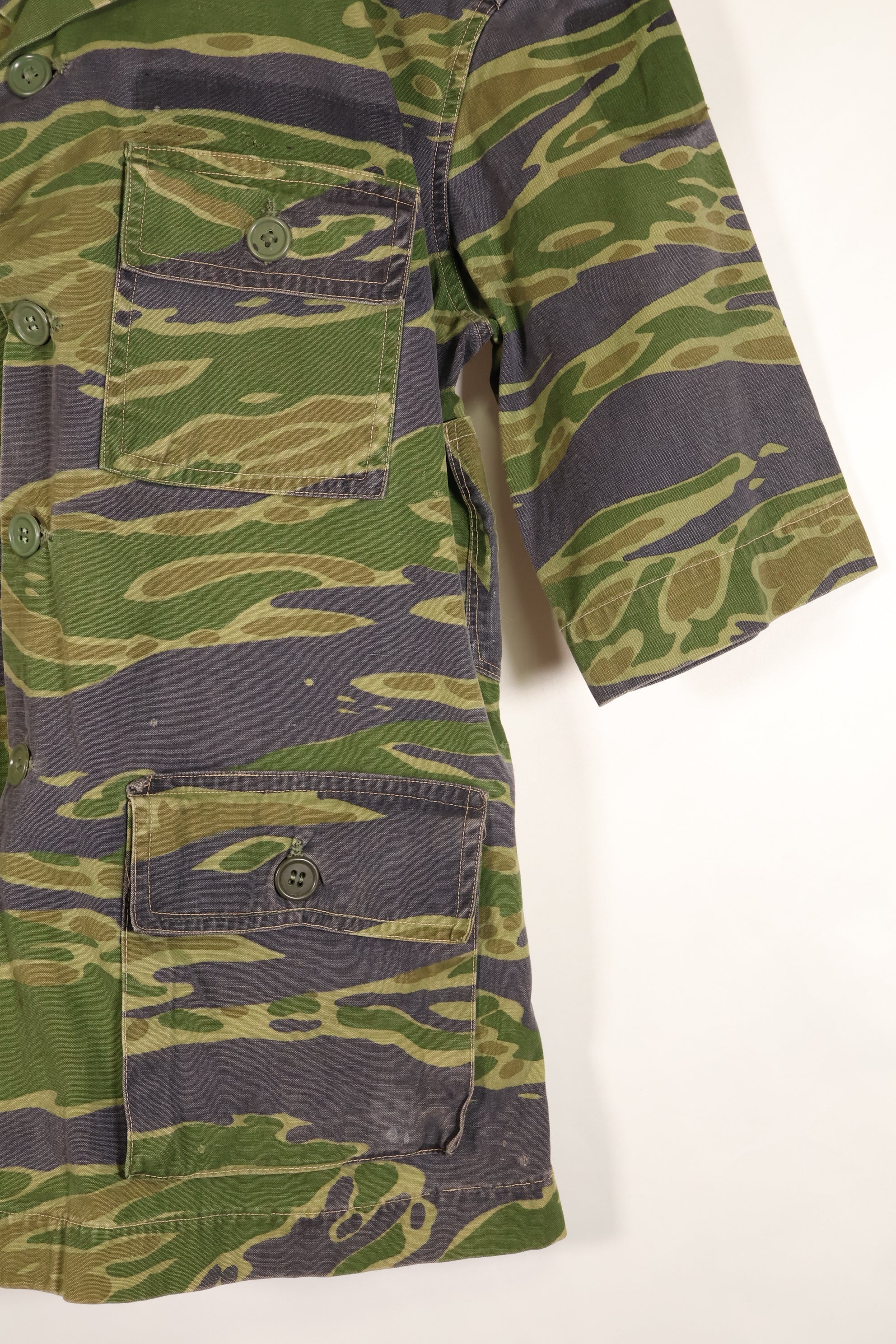 Authentic Fabric, Postwar Sewn, South Vietnamese Marine Corps (VNMC), 5th Pattern, Tiger Stripe Shirt, Used