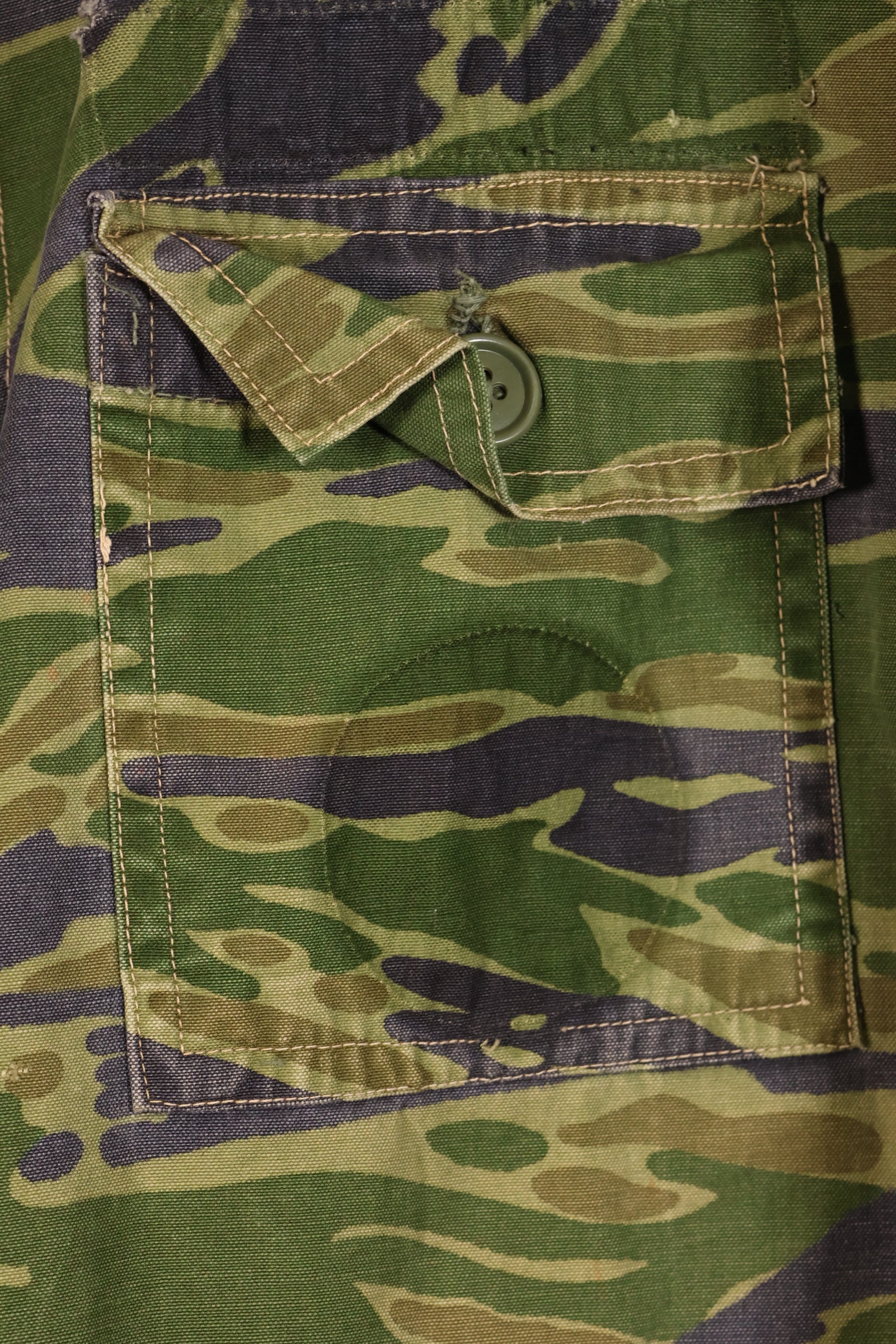Authentic Fabric, Postwar Sewn, South Vietnamese Marine Corps (VNMC), 5th Pattern, Tiger Stripe Shirt, Used