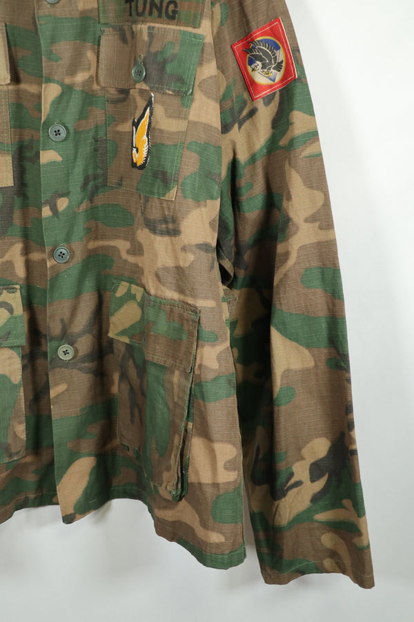 実物生地　南ベトナム　M59 ユーティリティ 空挺シャツ　パッチ後付け　未使用品