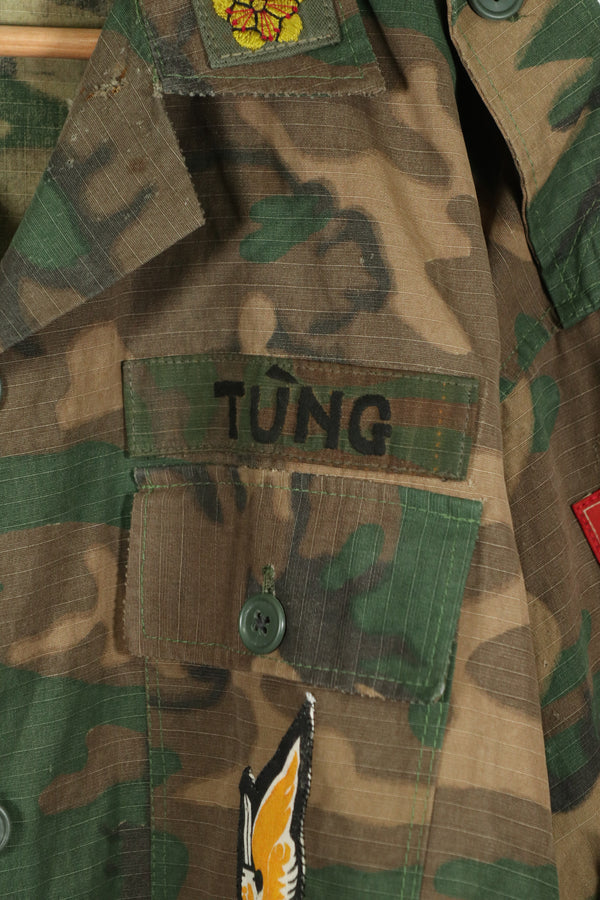 実物生地　南ベトナム　M59 ユーティリティ 空挺シャツ　パッチ後付け　未使用品