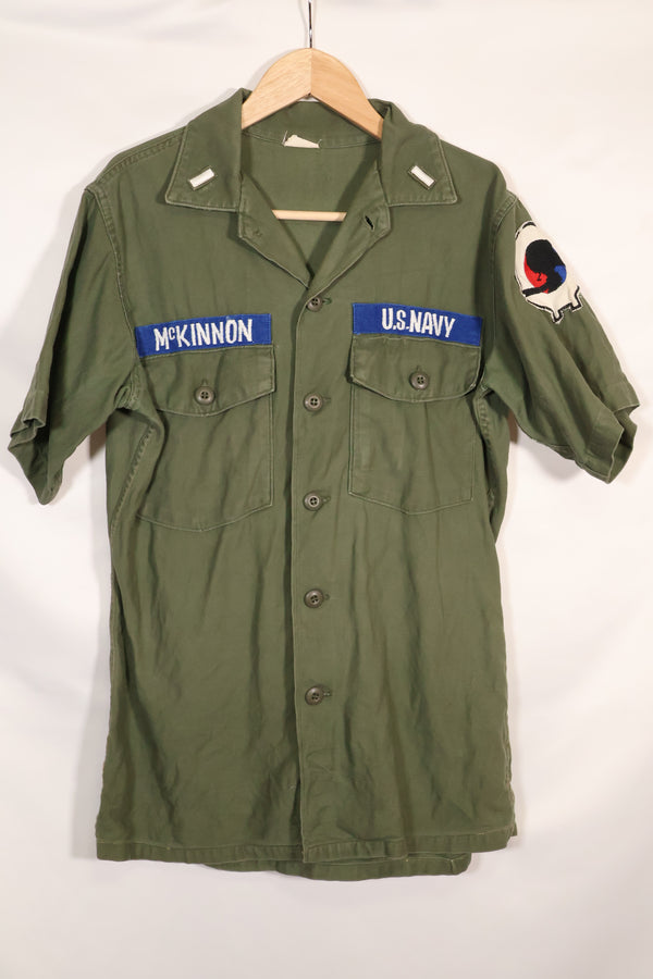 1967年契約　スヌーピーパッチ　アメリカ海軍　USN　OG-107　ユーティリティシャツ　中古品　A