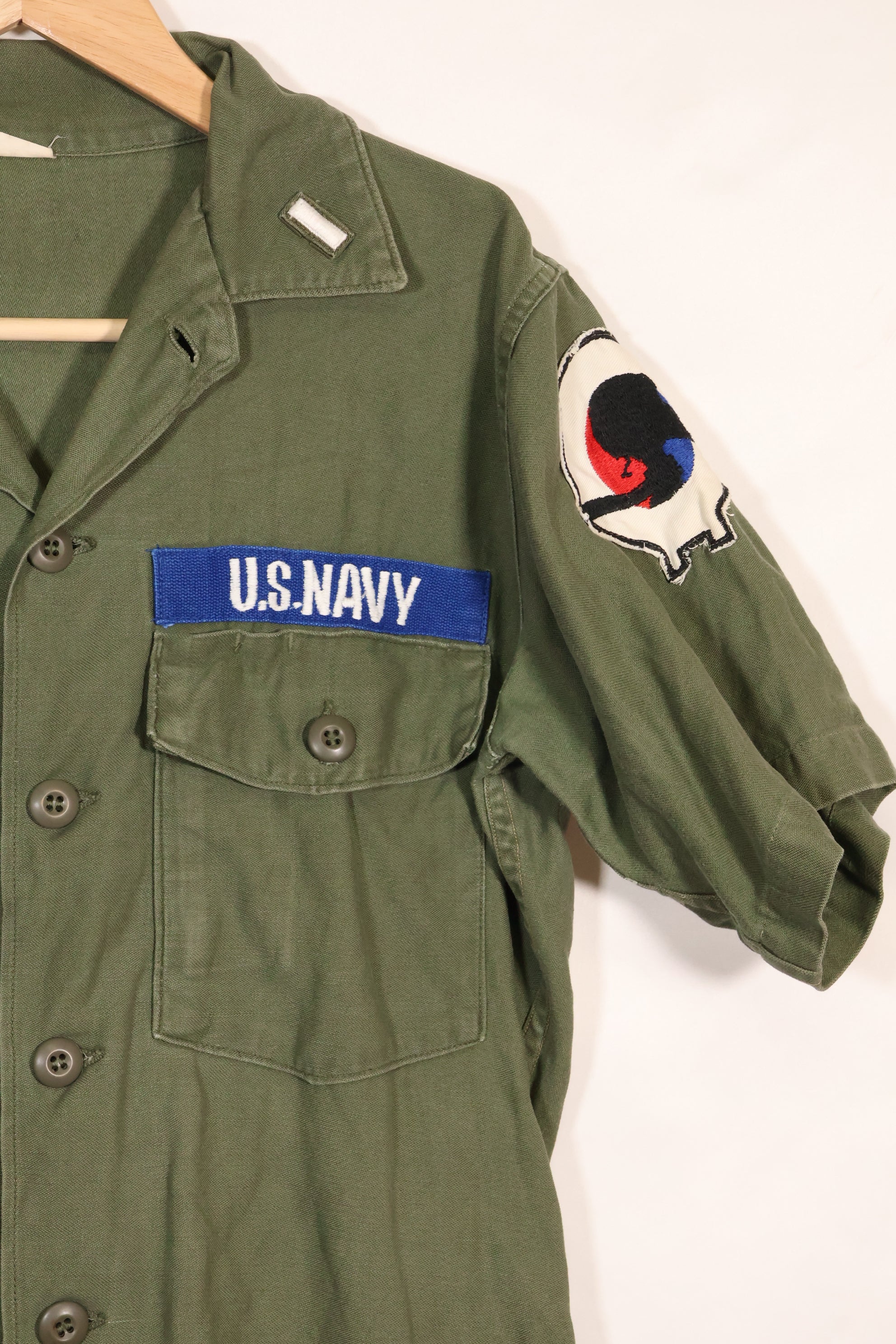 1967年契約　スヌーピーパッチ　アメリカ海軍　USN　OG-107　ユーティリティシャツ　中古品　A