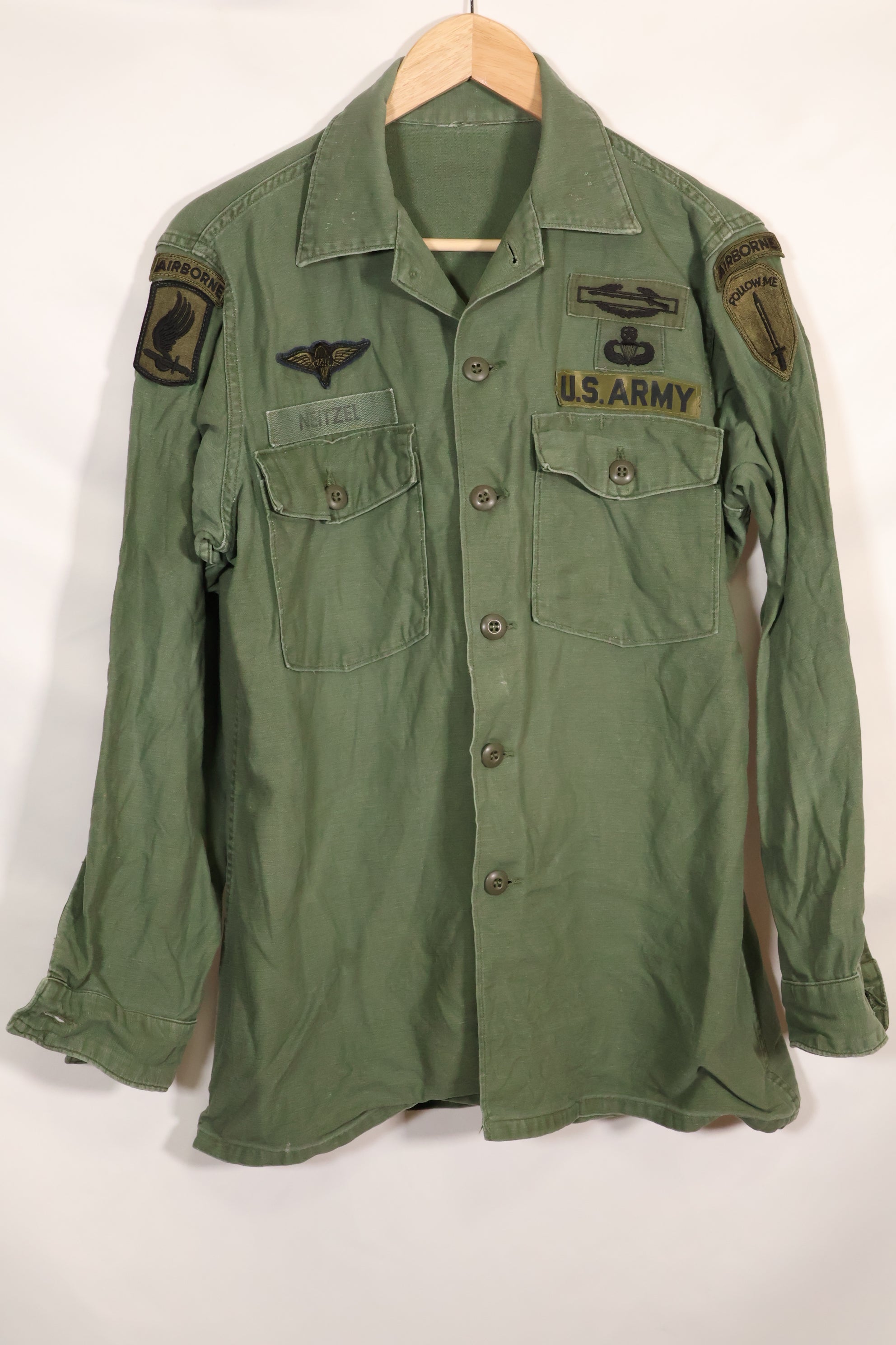 1960年代〜70年代　OG-107　ユーティリティシャツ　アメリカ陸軍　173空挺旅団　所属兵士　中古品