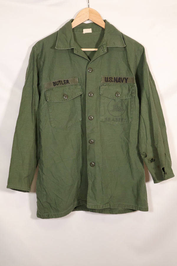 1967年契約　アメリカ海軍　OG-107 ユーティリティシャツ　工兵部隊 SEABEES　同一オーナー A