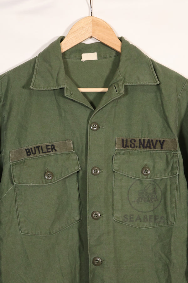 1967年契約　アメリカ海軍　OG-107 ユーティリティシャツ　工兵部隊 SEABEES　同一オーナー A