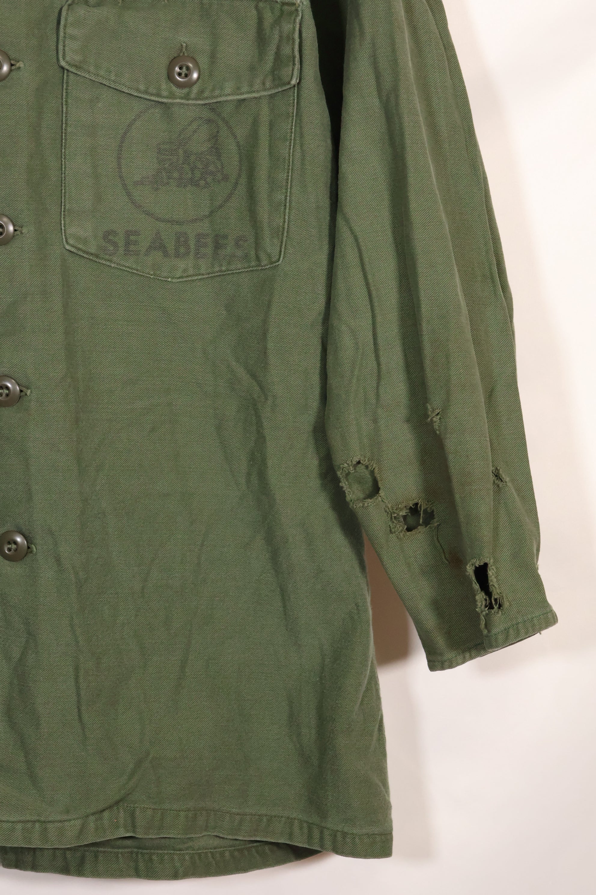 1967年契約　アメリカ海軍　OG-107 ユーティリティシャツ　工兵部隊 SEABEES　同一オーナー A