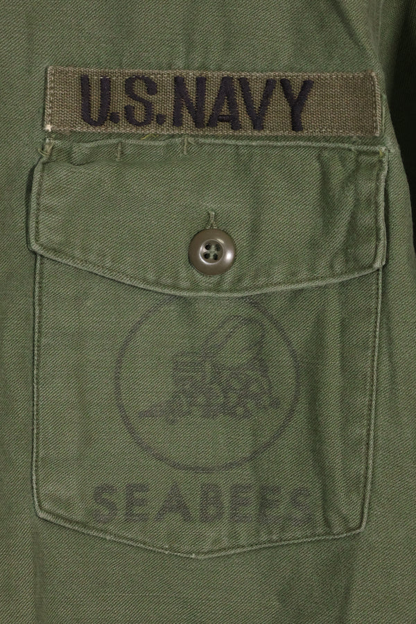1967年契約　アメリカ海軍　OG-107 ユーティリティシャツ　工兵部隊 SEABEES　同一オーナー A