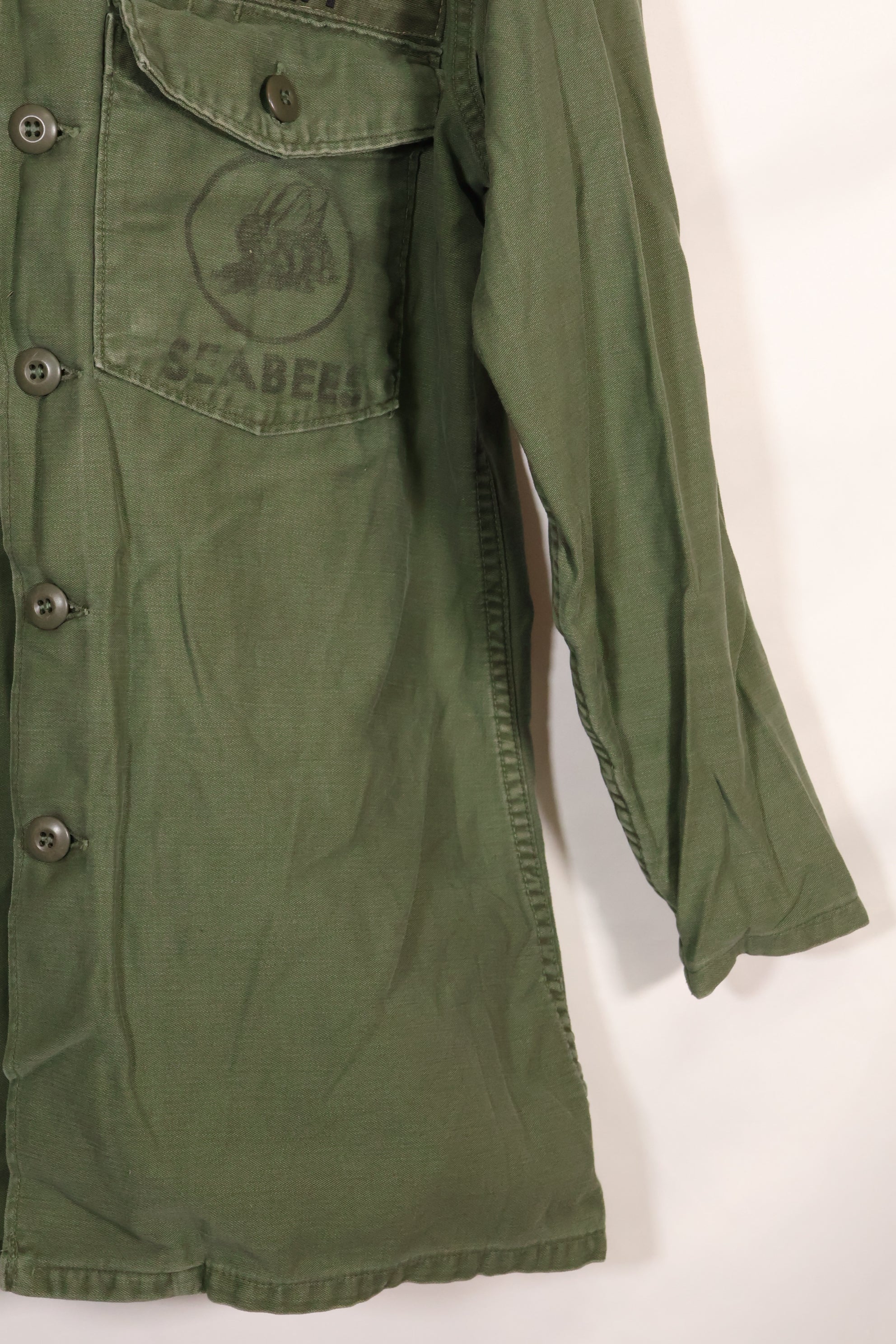 1967年契約　アメリカ海軍　OG-107 ユーティリティシャツ　工兵部隊 SEABEES　同一オーナー B