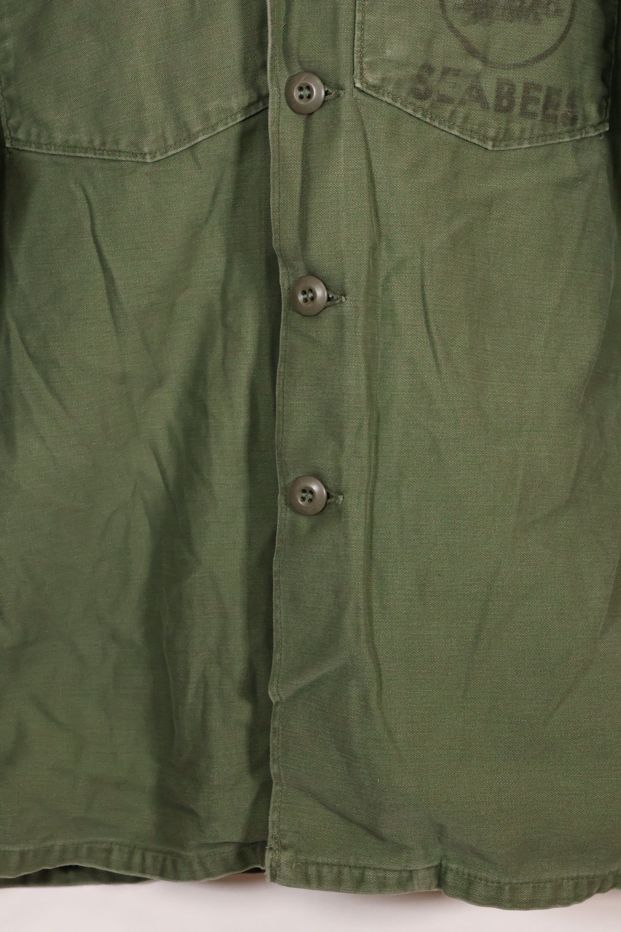 1967年契約　アメリカ海軍　OG-107 ユーティリティシャツ　工兵部隊 SEABEES　同一オーナー B