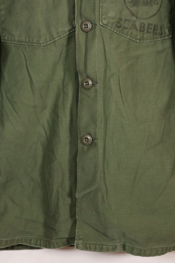 1967年契約　アメリカ海軍　OG-107 ユーティリティシャツ　工兵部隊 SEABEES　同一オーナー B