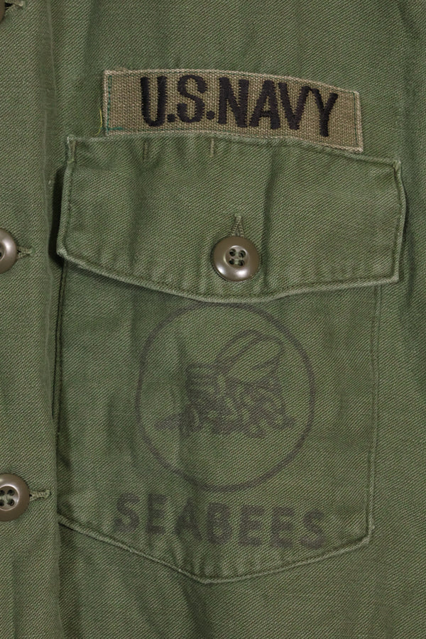1967年契約　アメリカ海軍　OG-107 ユーティリティシャツ　工兵部隊 SEABEES　同一オーナー C